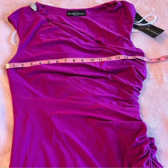 Betsy & Adam purple evening dress with cutouts and rhinestones ruched size 8 - Picture 10 of 12